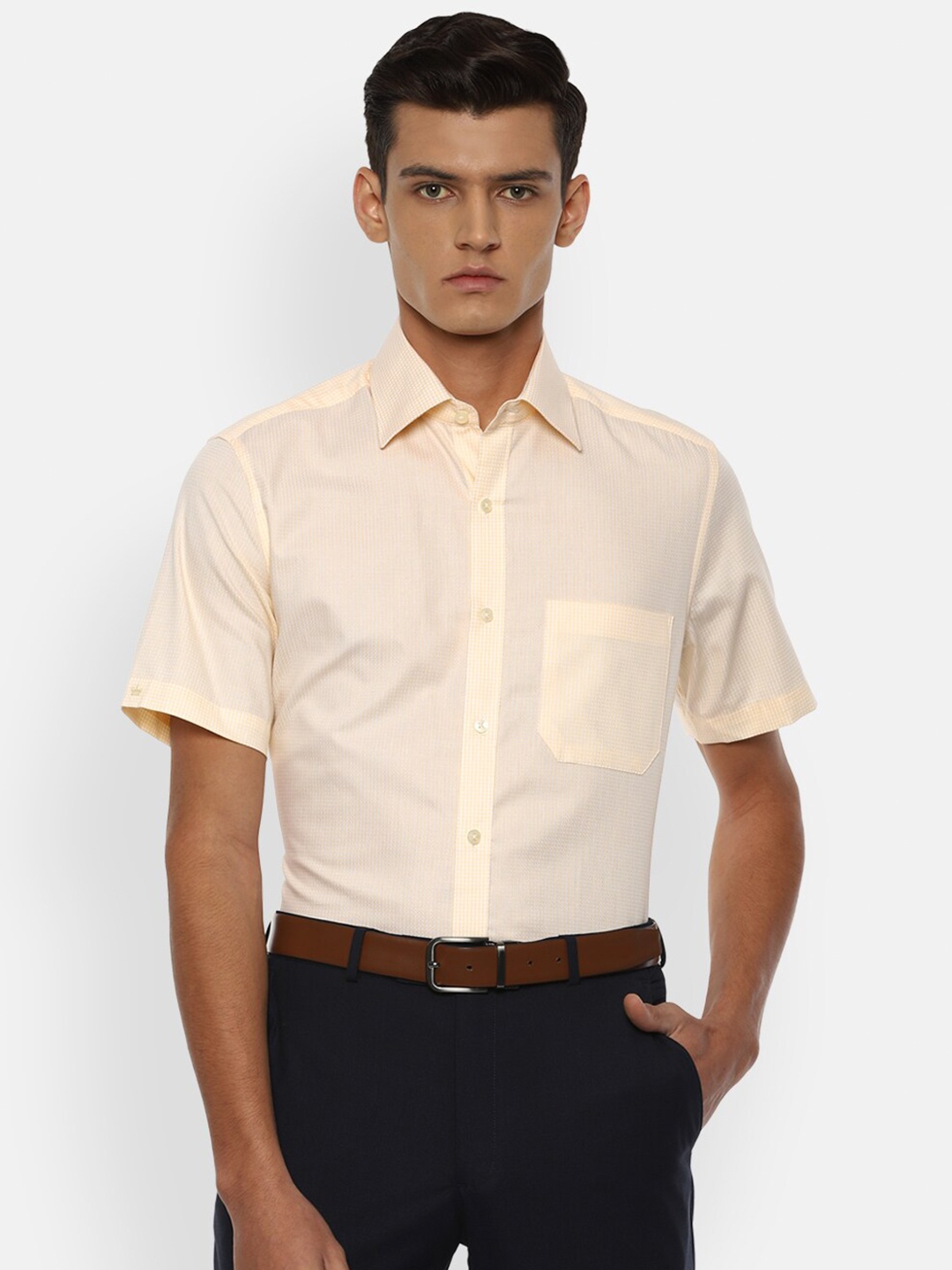 

Louis Philippe Men Yellow Printed Formal Shirt