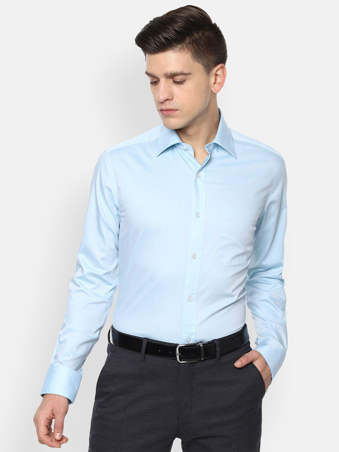 

Louis Philippe Men Blue Opaque Formal Shirt