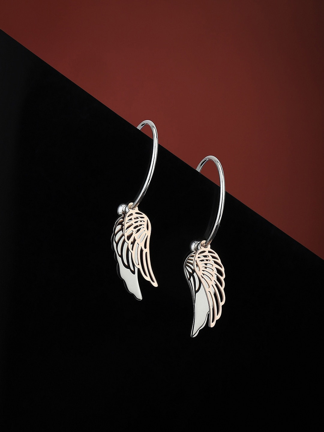 

VANBELLE 925 Sterling Silver Feather Shaped Drop Earrings