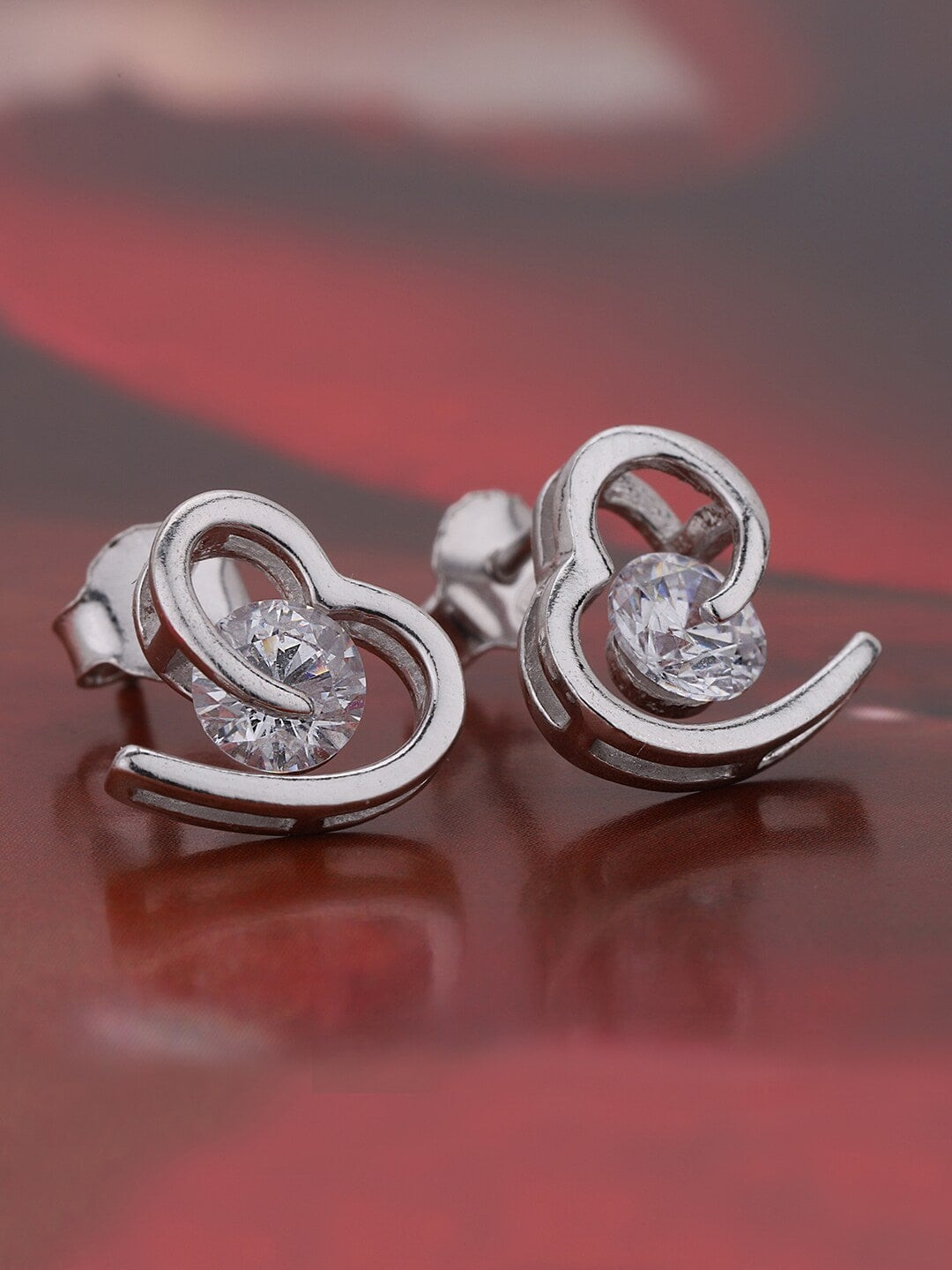 

VANBELLE Rhodium-Plated 925 Sterling Silver Heart Shaped Drop Earrings
