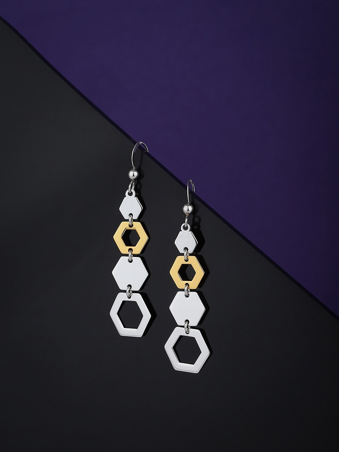 

VANBELLE Sterling Silver Contemporary Drop Earrings