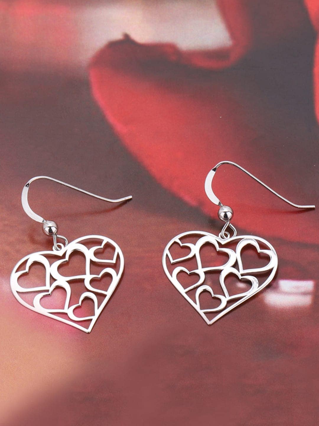 

VANBELLE 925 Sterling Silver Heart Shaped Drop Earrings