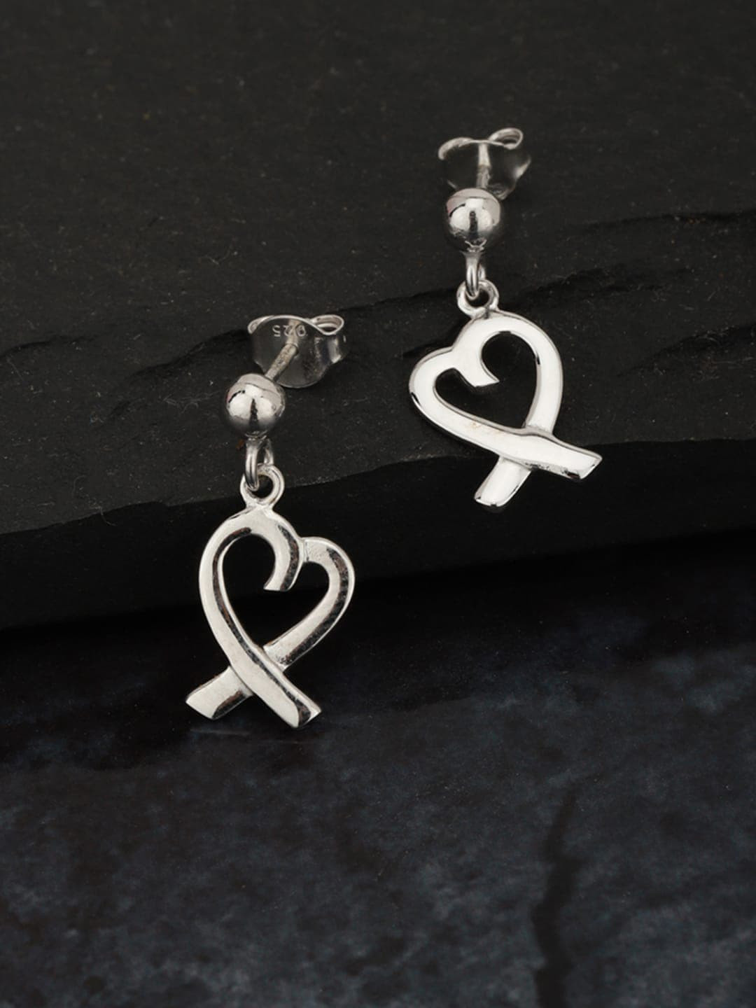 

VANBELLE 925 Sterling Silver Heart Shaped Drop Earrings