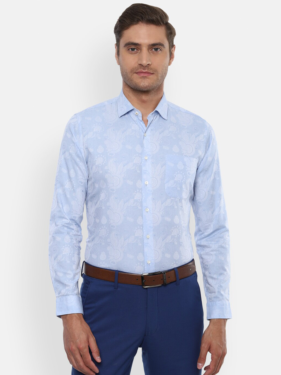 

Van Heusen Men Blue Floral Opaque Printed Formal Shirt