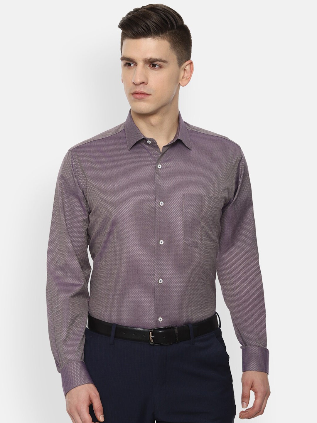 

Van Heusen Men Grey Opaque Formal Shirt