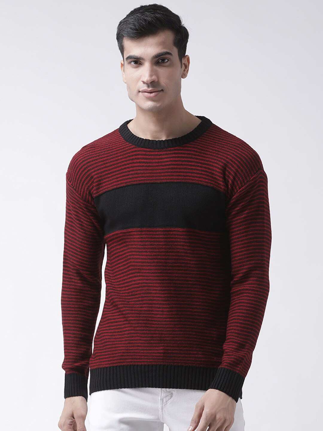 

Club York Men Red Striped Pullover