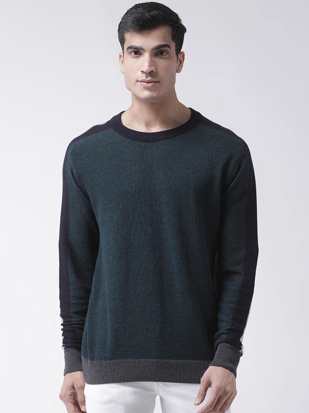 

Club York Men Green Self Design Pullover