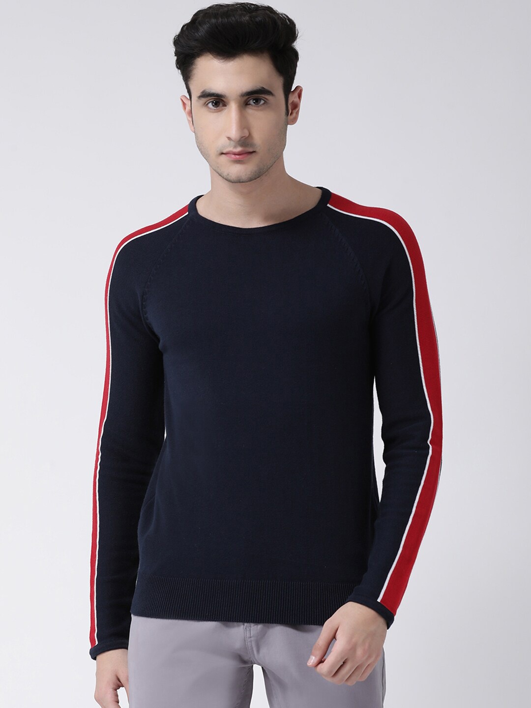 

Club York Men Navy Blue & Red Pullover