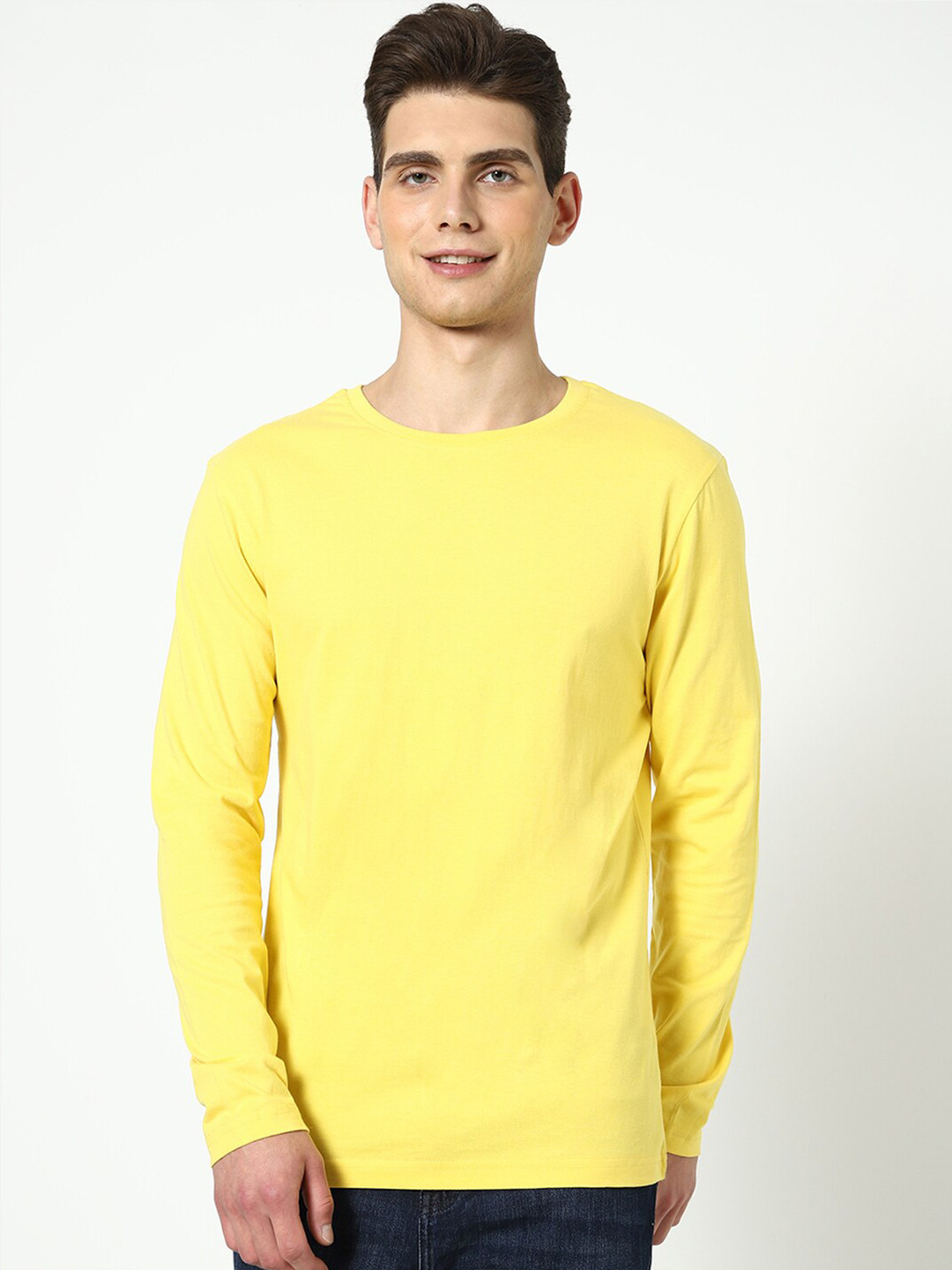 

Bewakoof Men Yellow Pure Cotton T-shirt