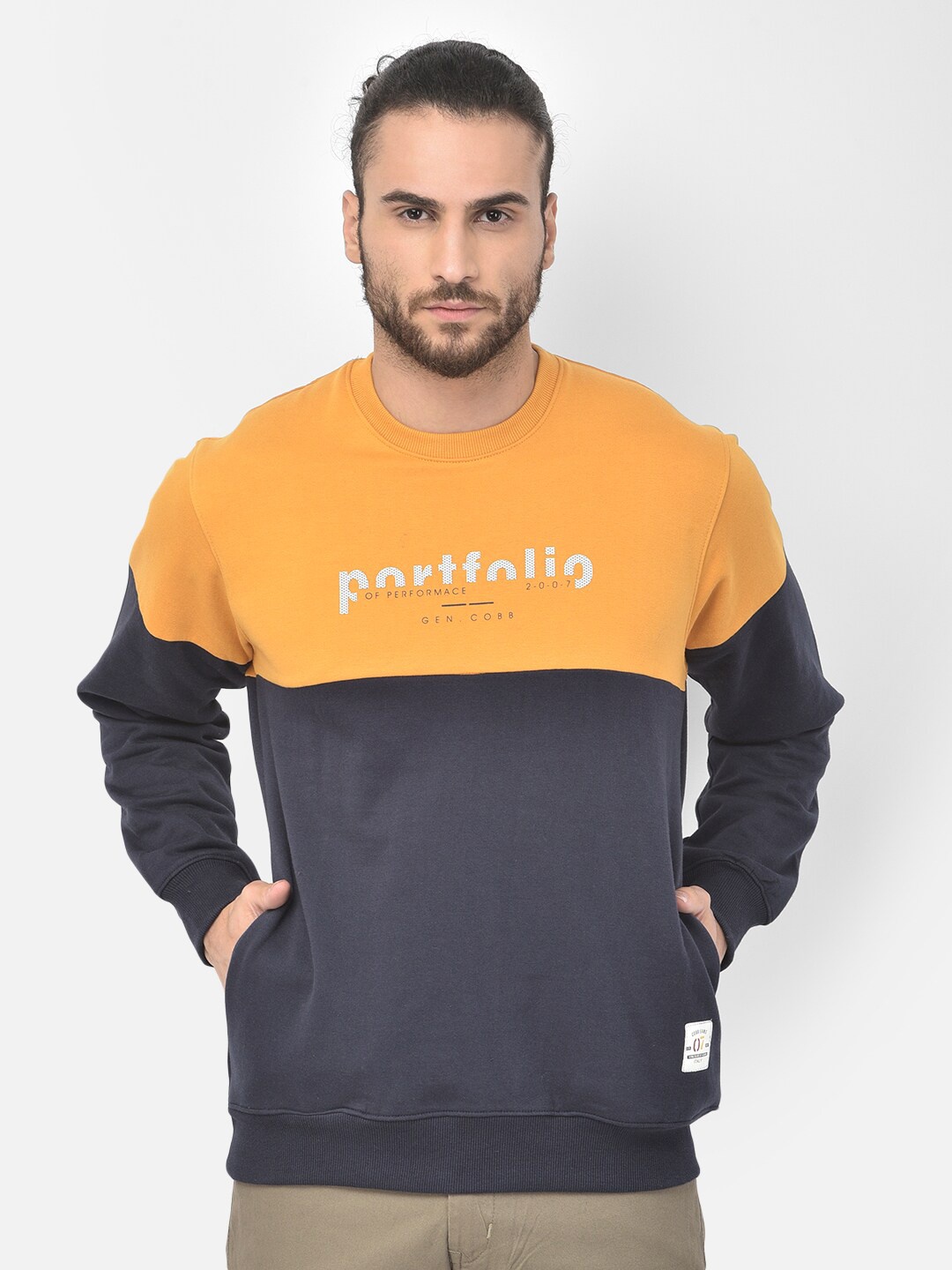 

COBB Men Yellow Colourblocked Sweatshirt