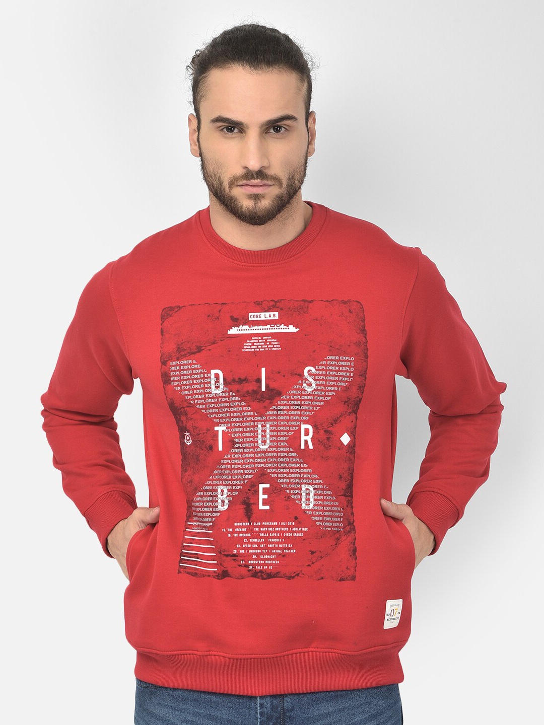 

COBB Men Red Printed Sweatshirt