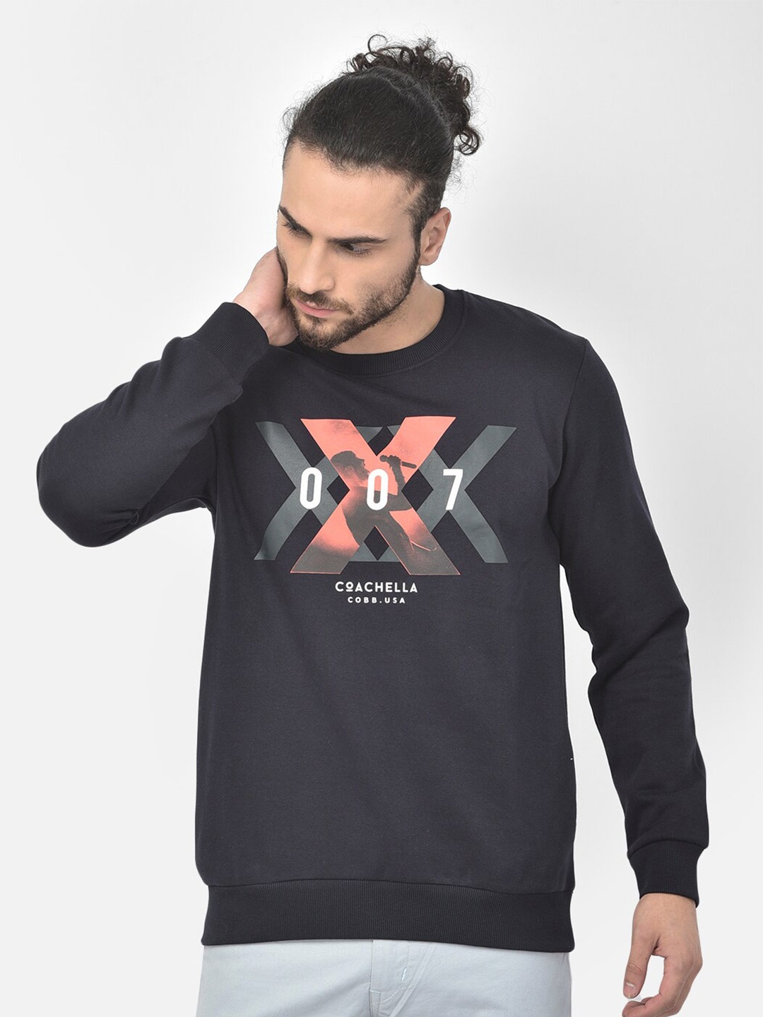 

COBB Men Navy Blue Printed Sweatshirt