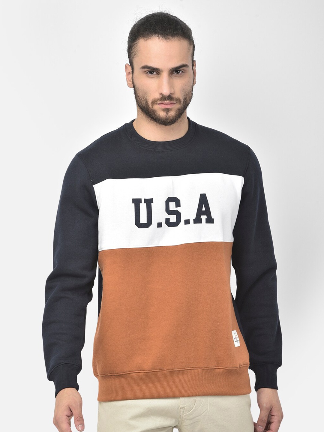 

COBB Men Navy Blue Colourblocked Sweatshirt