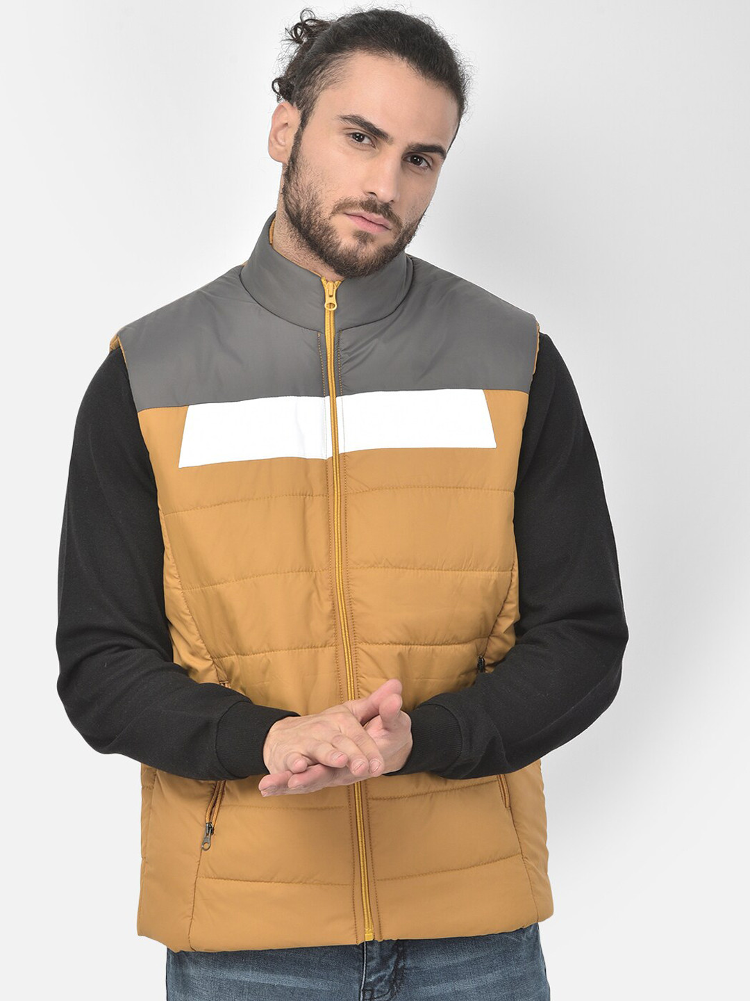 

COBB Men Yellow Colourblocked Lightweight Bomber Jacket