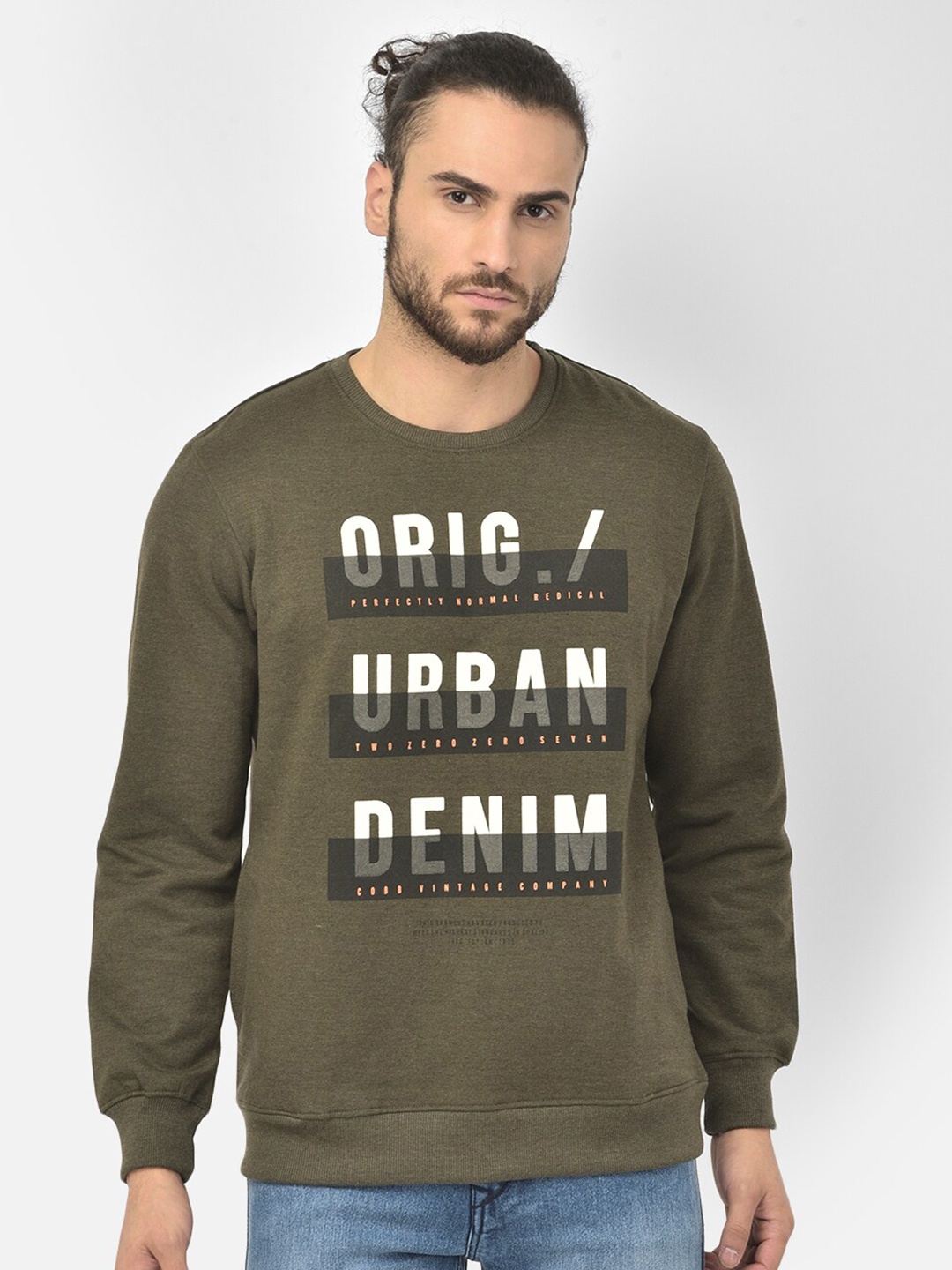 

COBB Men Olive Green Printed Sweatshirt