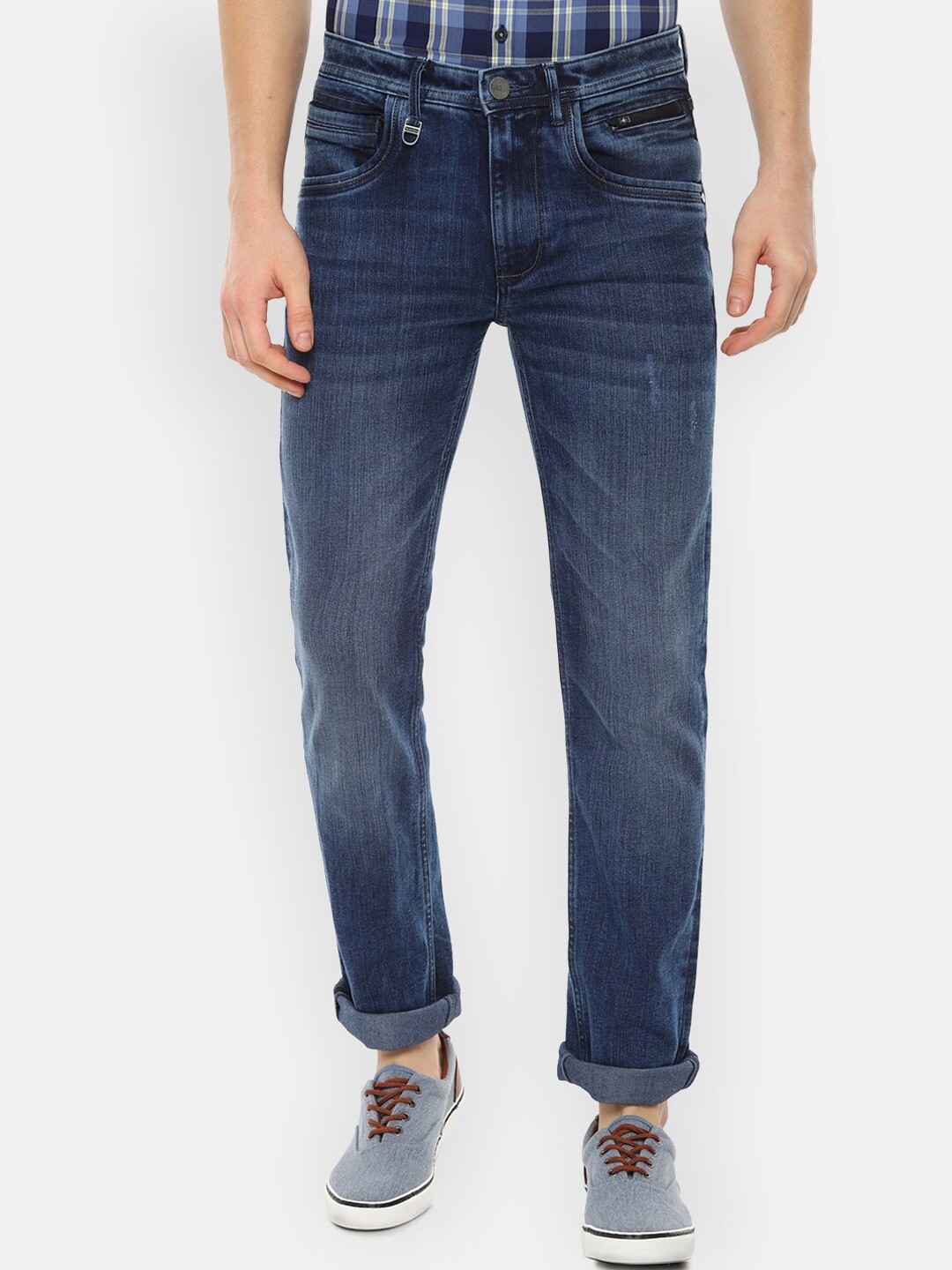

Van Heusen Sport Men Navy Blue Slim Fit Low Distress Light Fade Jeans