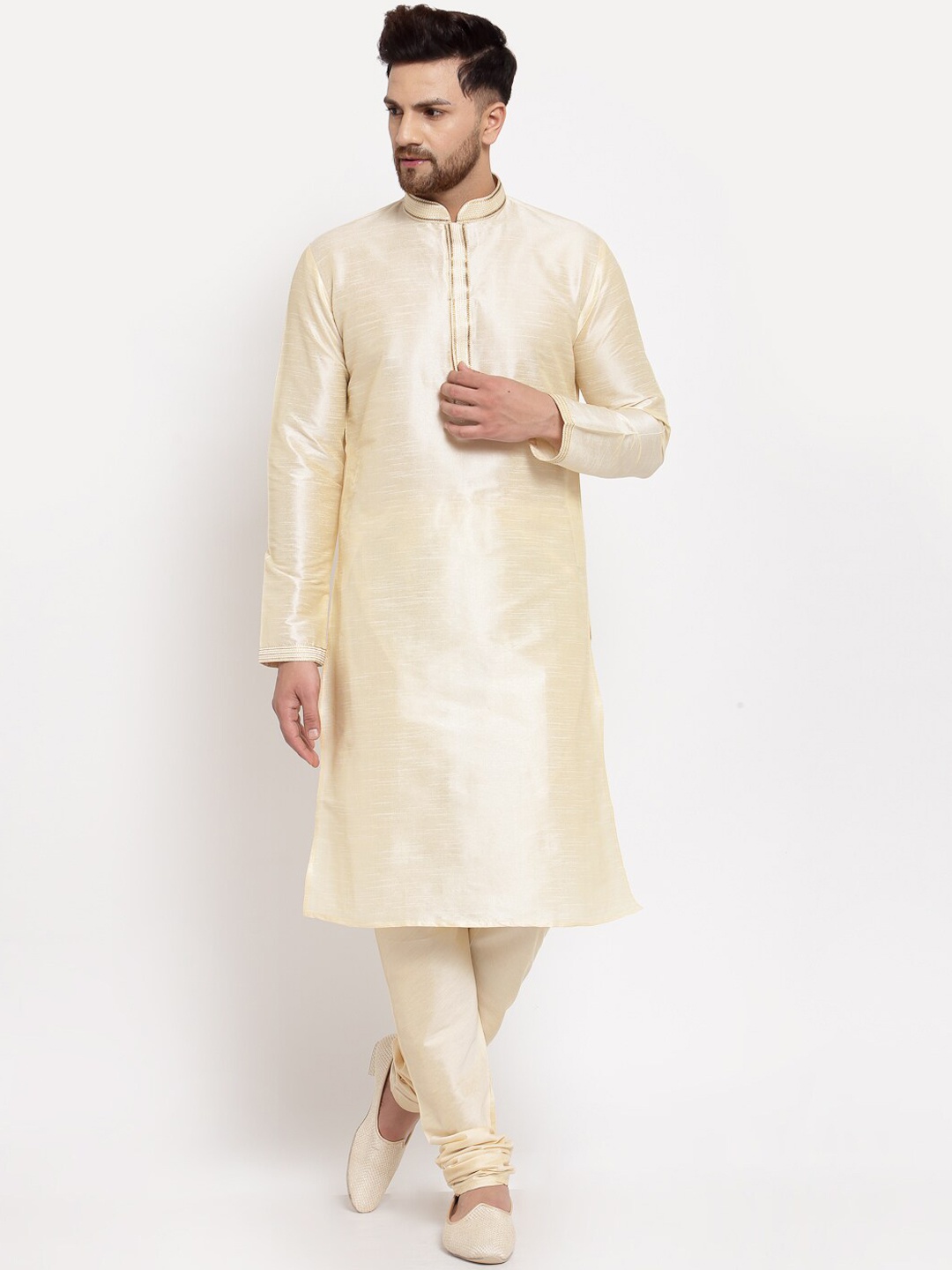 

MOHANLAL SONS Men Beige Dupion Silk Kurta with Churidar