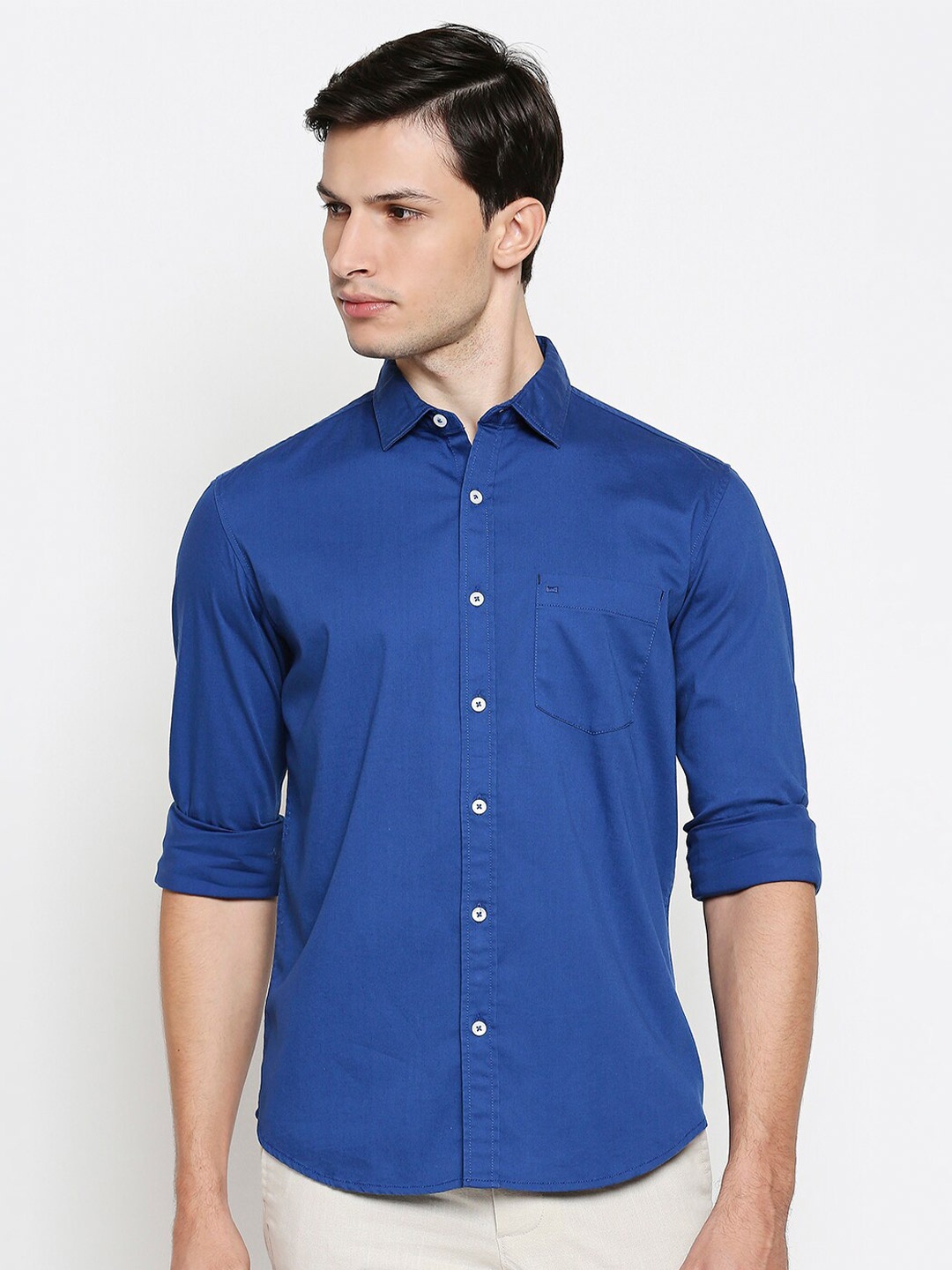 

Basics Men Blue Slim Fit Casual Shirt