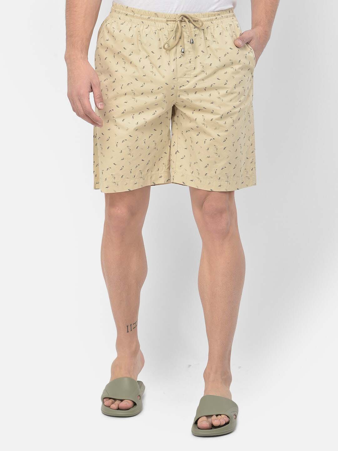 

Crimsoune Club Men Beige Printed Lounge Shorts
