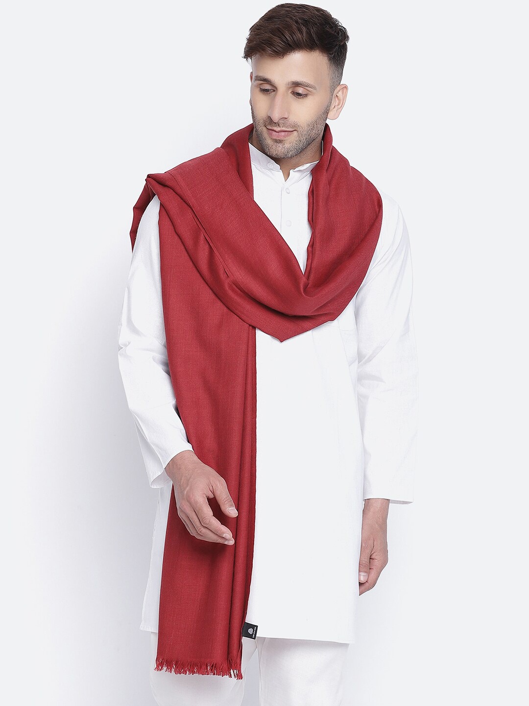 

SHINGORA Men Maroon Solid Woven Design Woolen Shawl