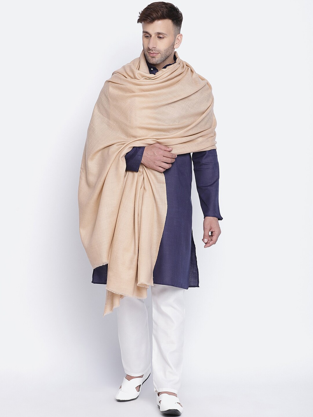 

SHINGORA Men Beige Woven Design Shawl