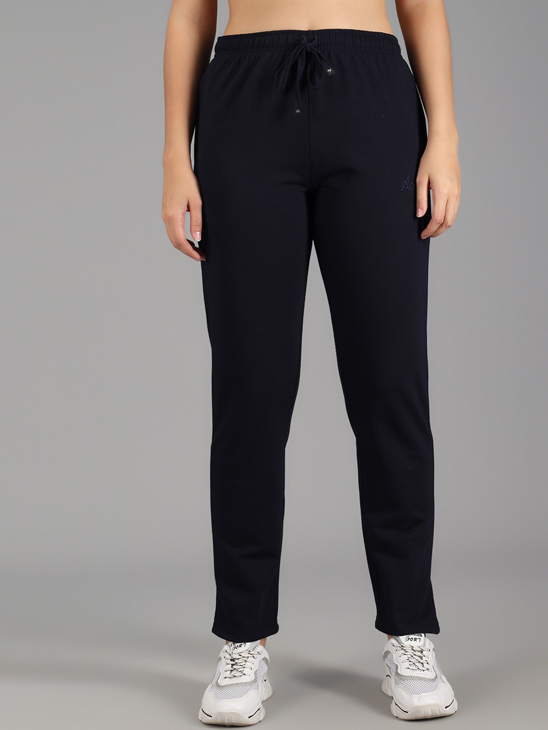 

ANTI CULTURE Women Navy Blue Solid Cotton Track Pants