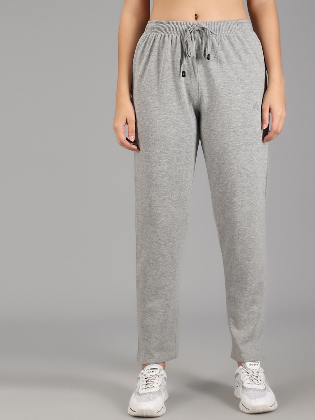 

ANTI CULTURE Women Grey Solid Cotton Track Pants