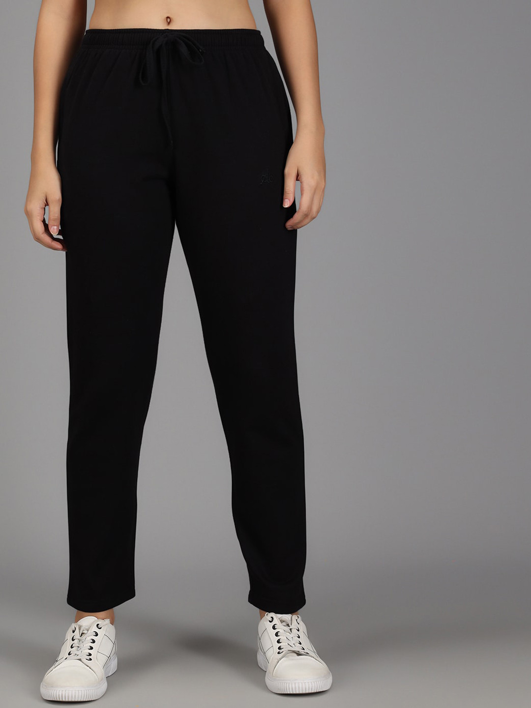 

ANTI CULTURE Women Black Solid Cotton Track Pants