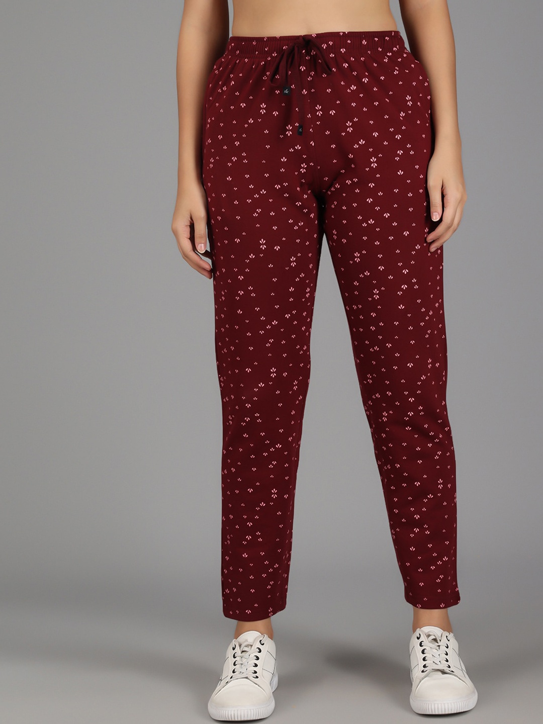 

ANTI CULTURE Women Maroon & Pink Printed Cotton Track Pants