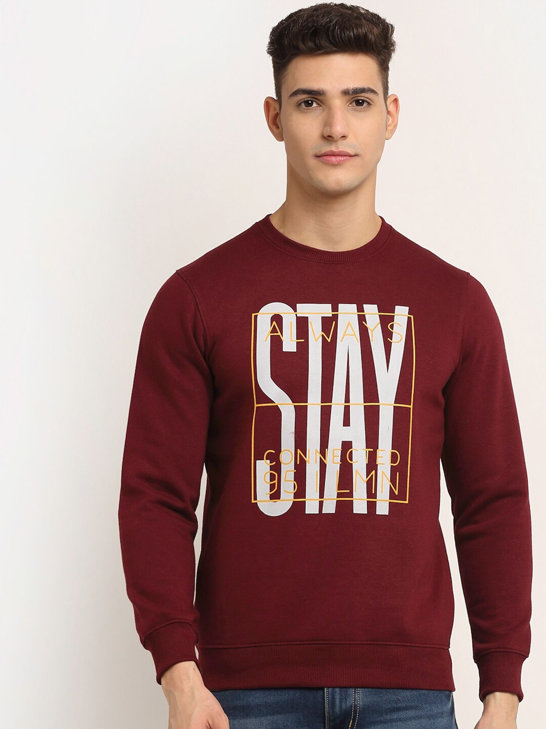 

Rodamo Men Maroon Printed Sweatshirt