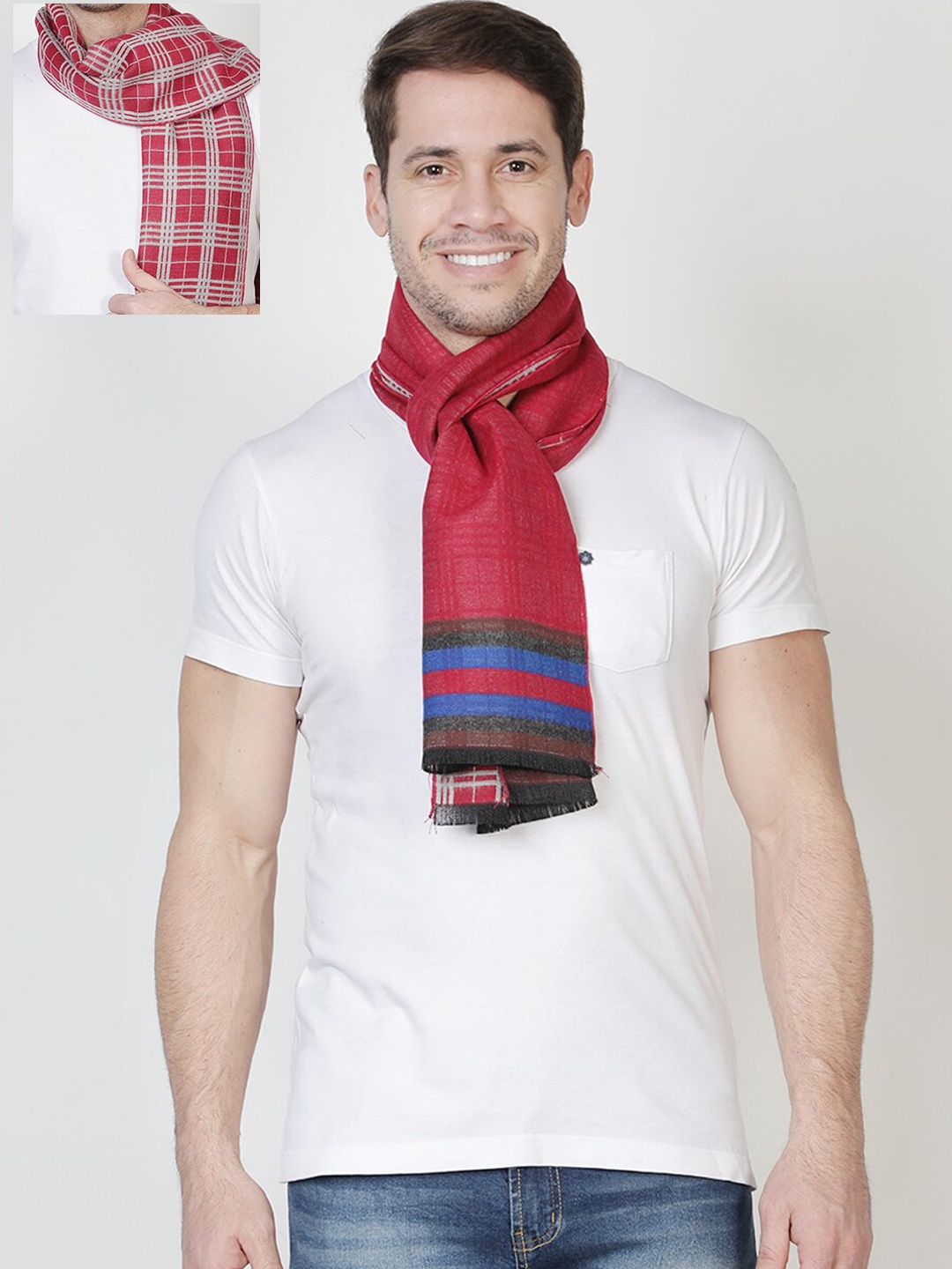 

Alvaro Castagnino Men Red & Grey Printed Reversible Muffler