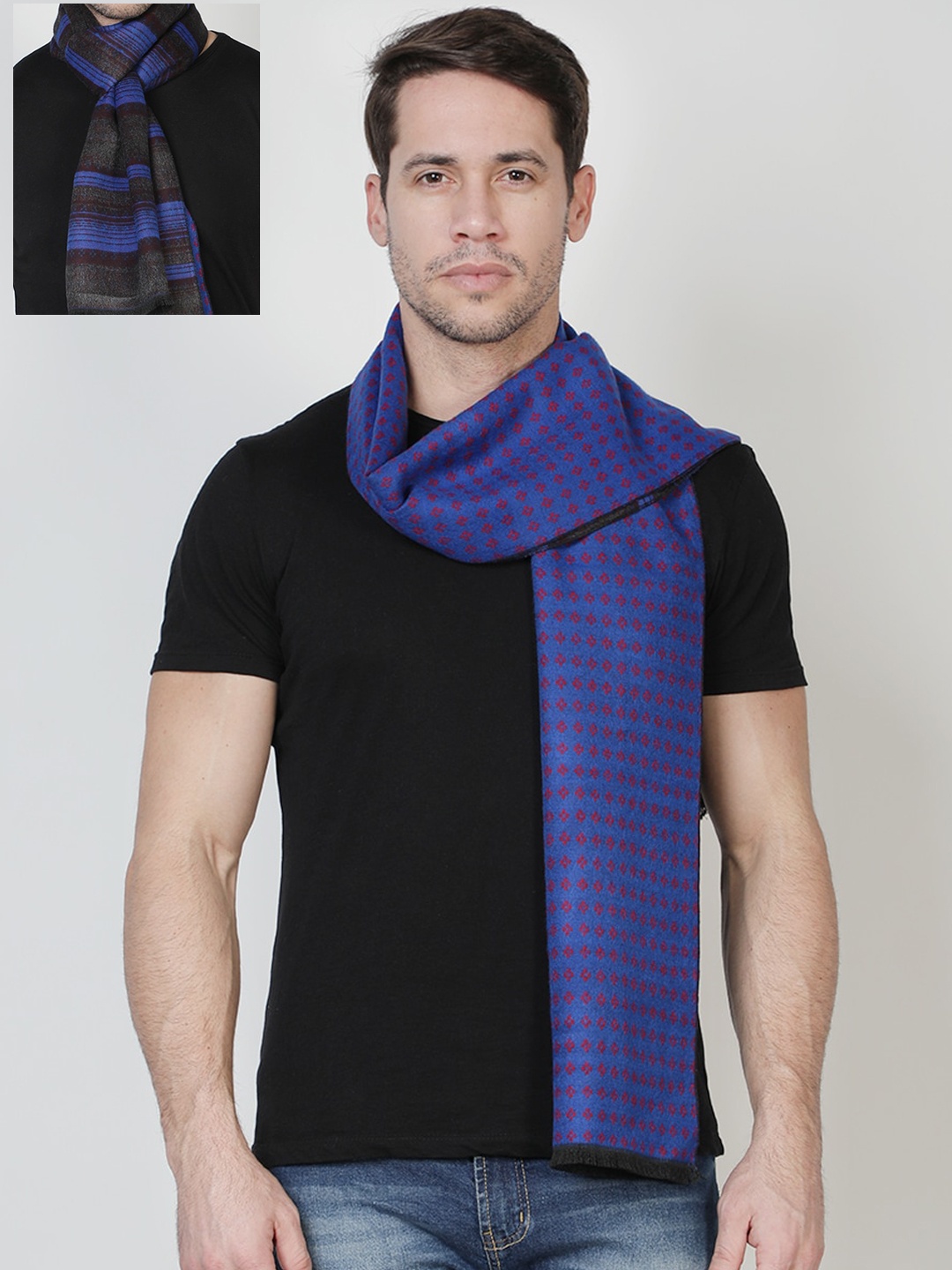 

Alvaro Castagnino Men Blue & Red Printed Reversible Muffler