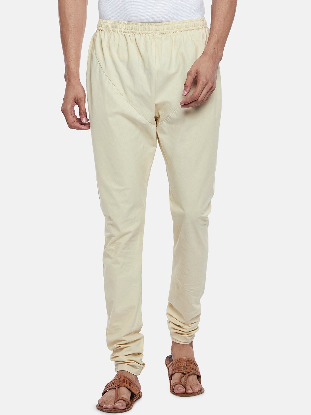 

indus route by Pantaloons Men Beige Solid Pure Cotton Churidar