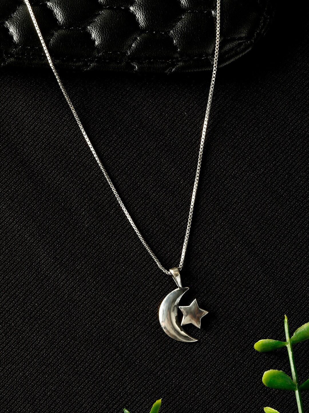 

GIVA 925 Sterling Silver Oxidised Star Moon Pendant With Chain