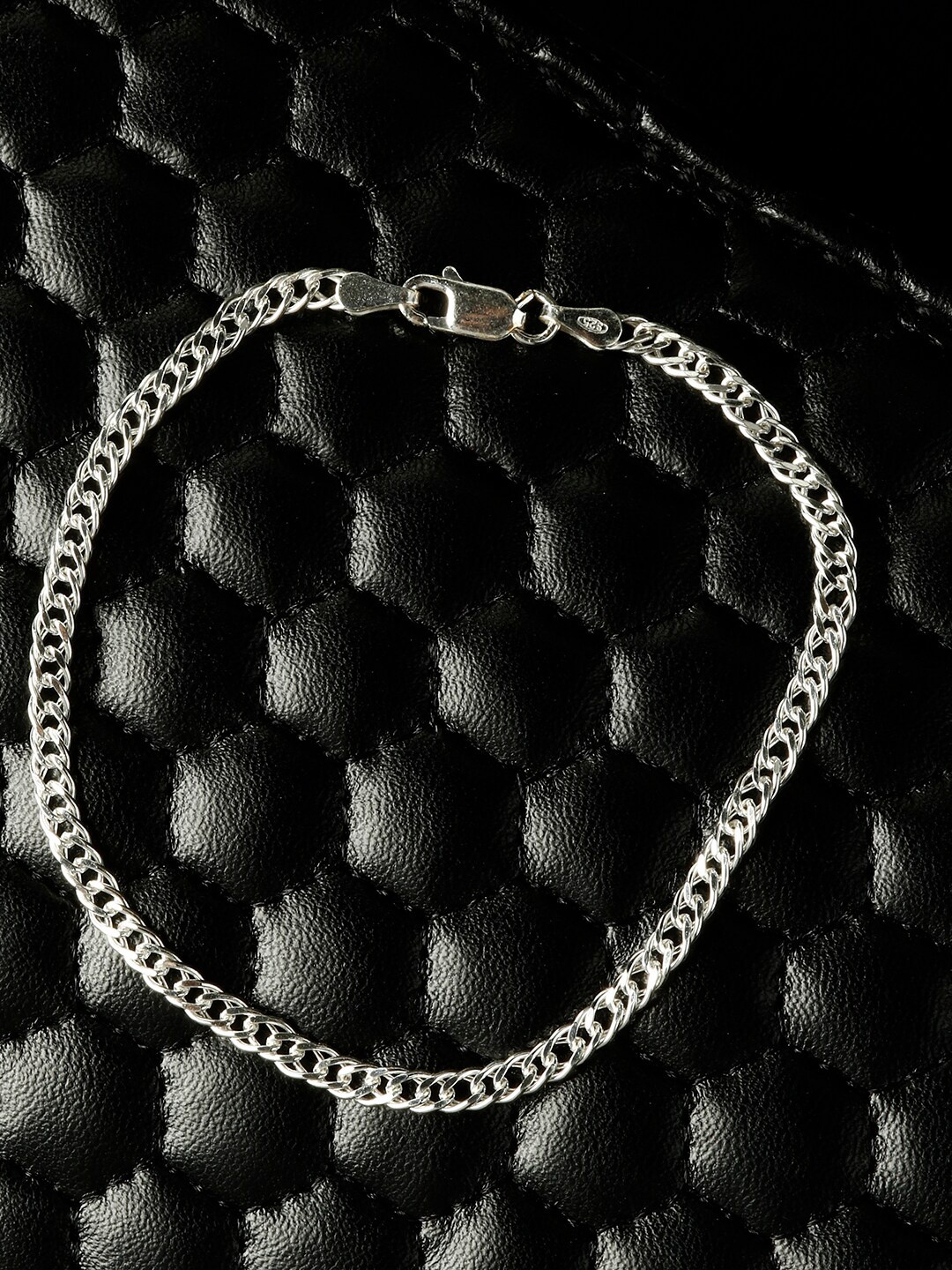 

GIVA 925 Sterling Silver Rhodium Plated Double Link Bracelet For Men, Adjustable