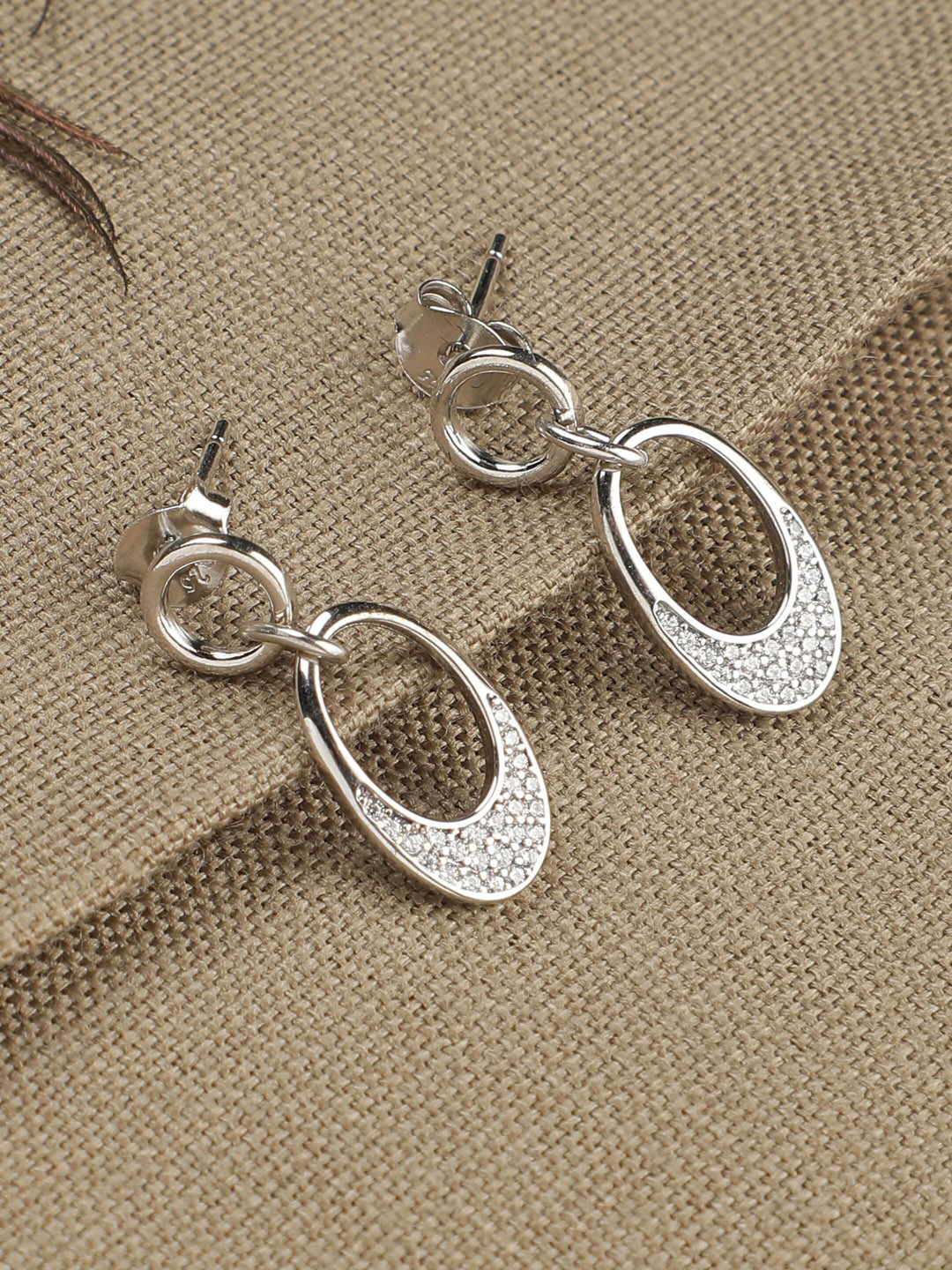 

GIVA 925 Sterling Silver Rhodium Plated Zircon Crescent Oval Earrings