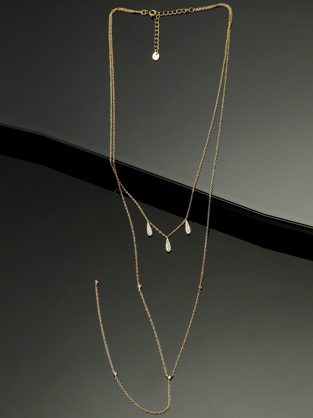 

GIVA 925 Sterling Silver 18k Gold Plated Double Layered Tiny Charm Drop Necklace