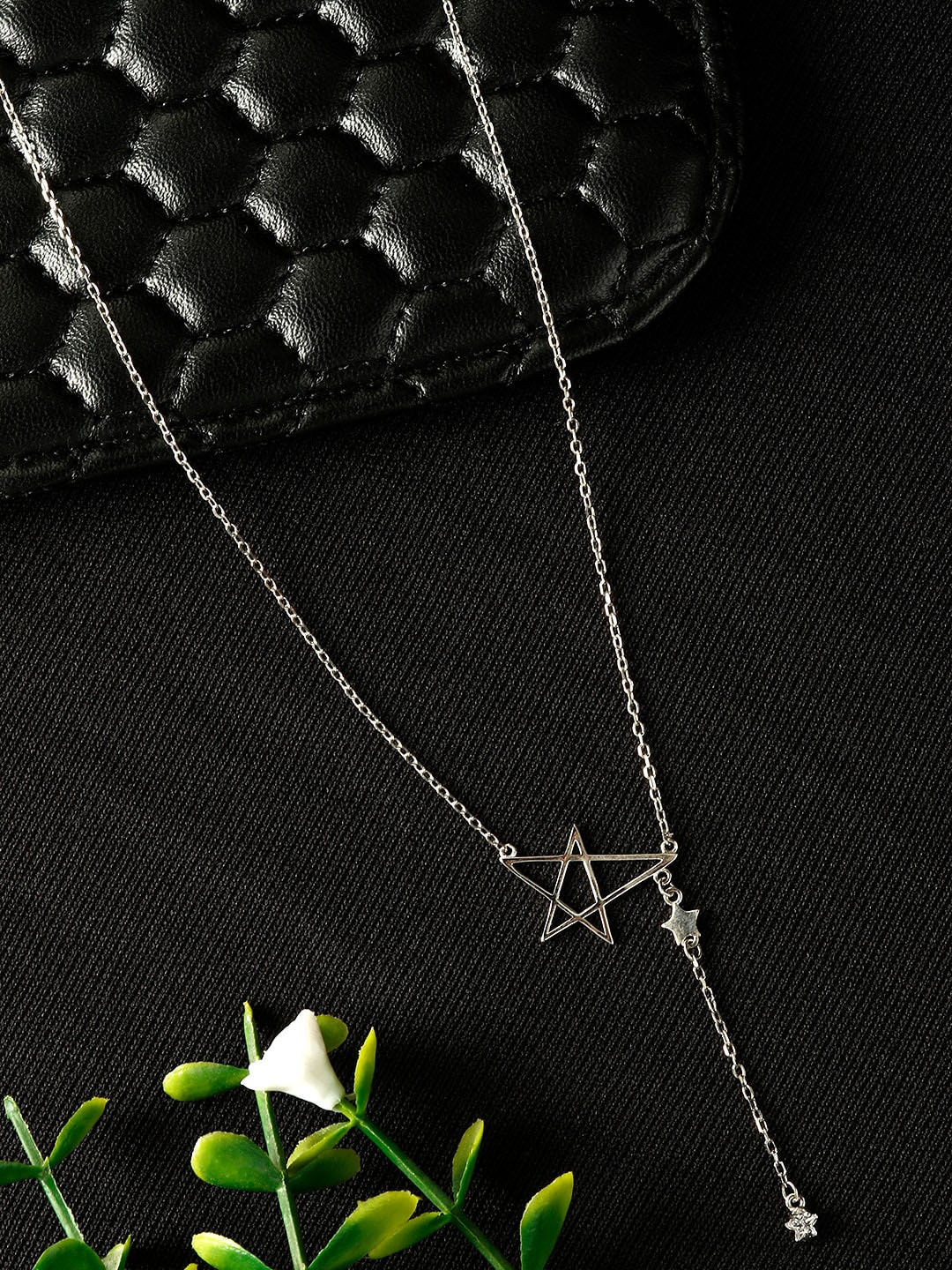 

GIVA 925 Sterling Silver Rhodium Plated Star Drop Necklace