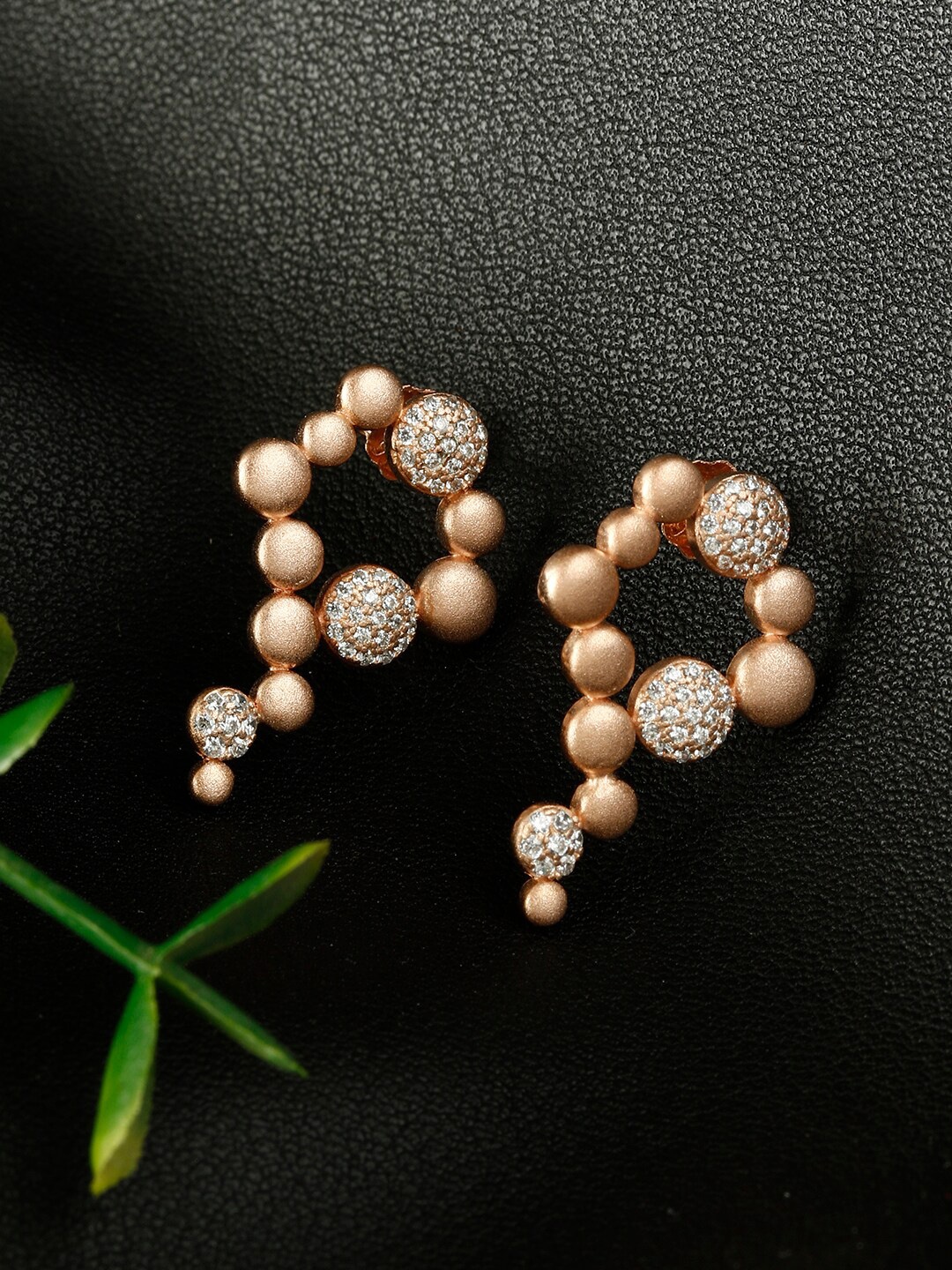 

GIVA 925 Sterling Silver Matte Rose Gold Plated Zircon Droplet Earrings