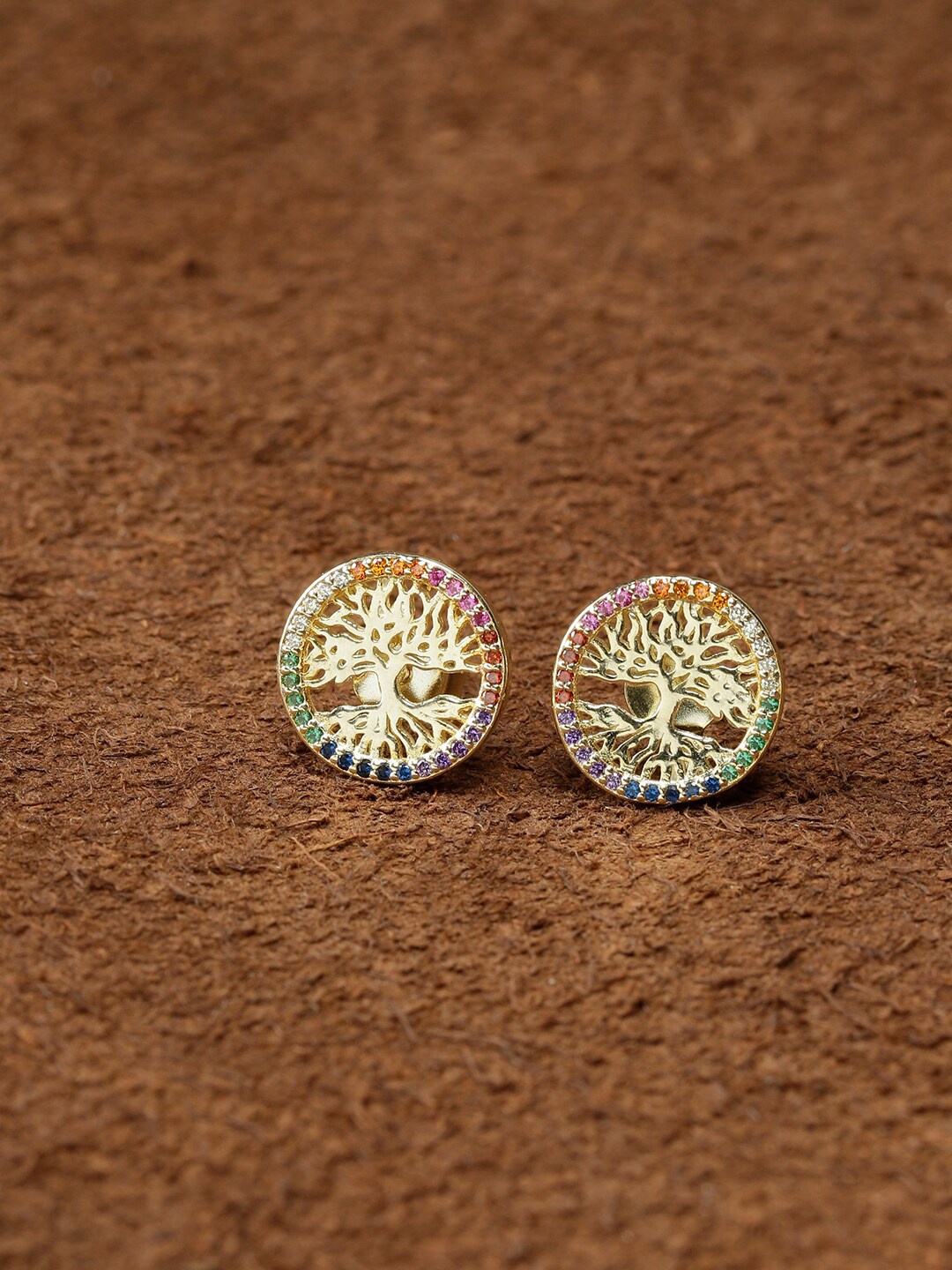 

GIVA Woman 925 Sterling Silver Gold-Toned Rainbow Tree of Life Earrings
