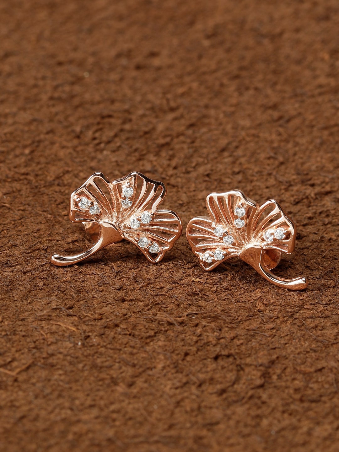 

GIVA 925 Sterling Silver Rose Gold Plated Palm Leaf Earrings