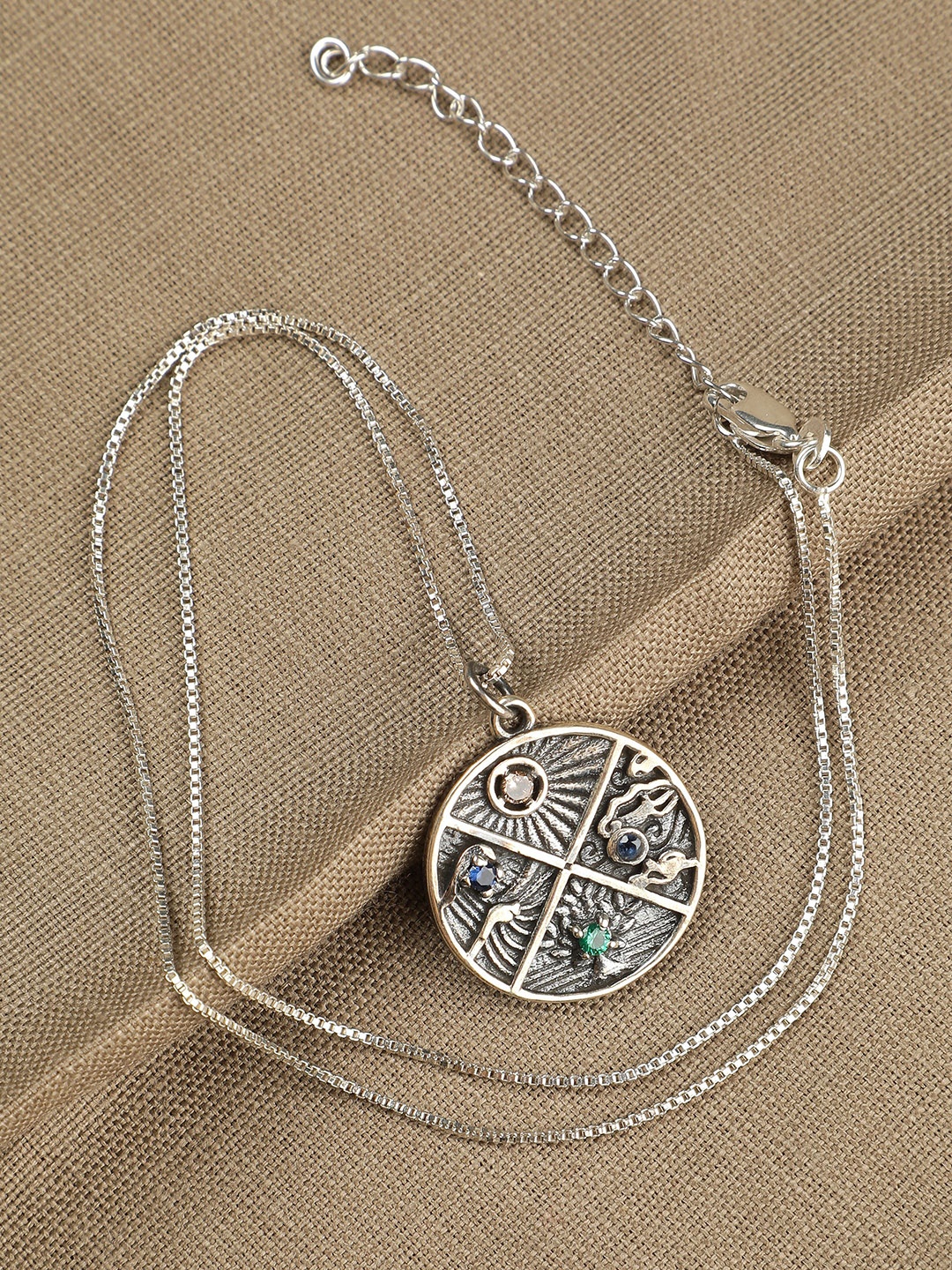

GIVA 925 Sterling Silver Oxidised Elements Pendant With Box Chain