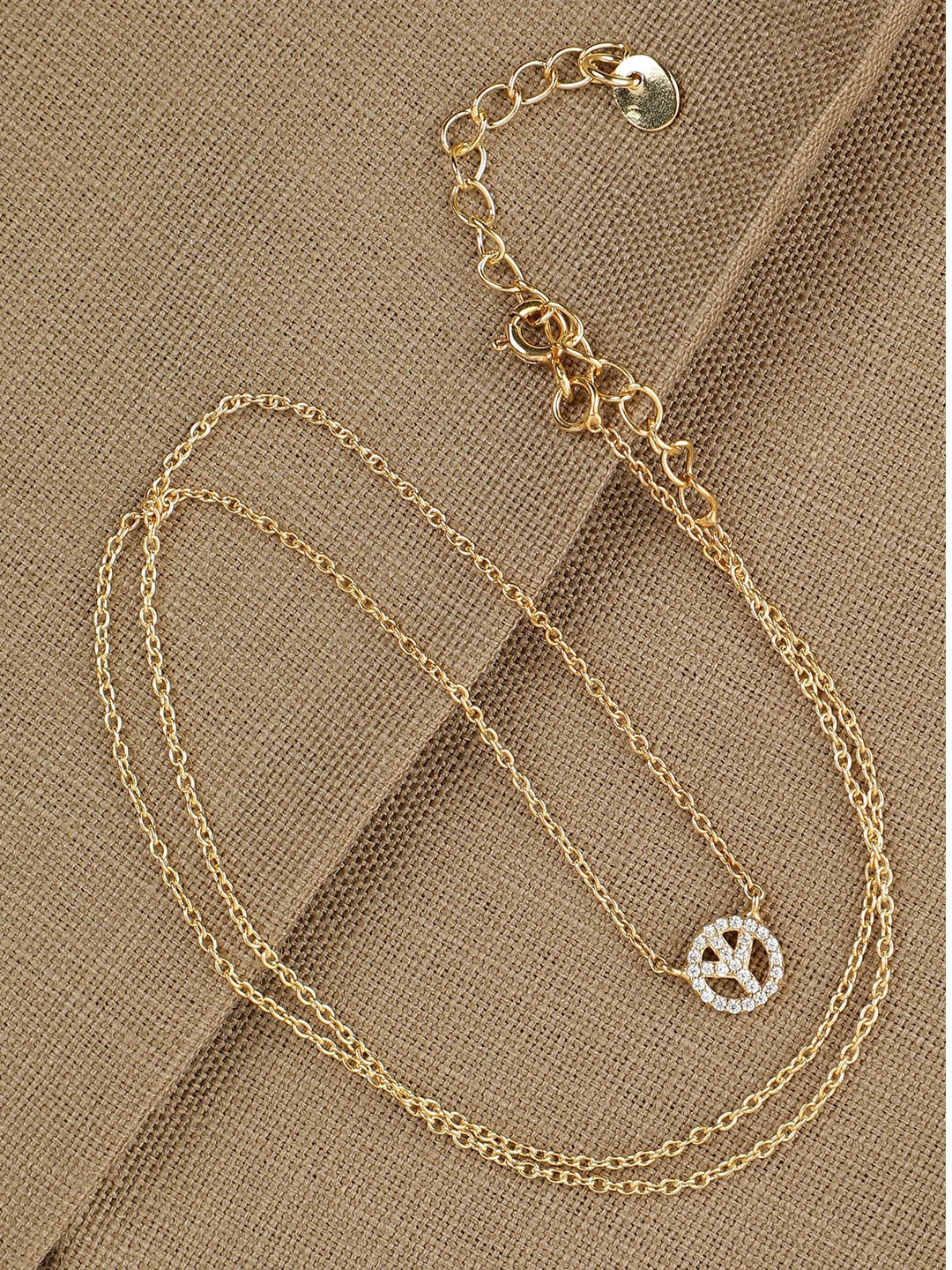 

GIVA 925 Sterling Silver 18K Gold Plated Studded Peace Necklace