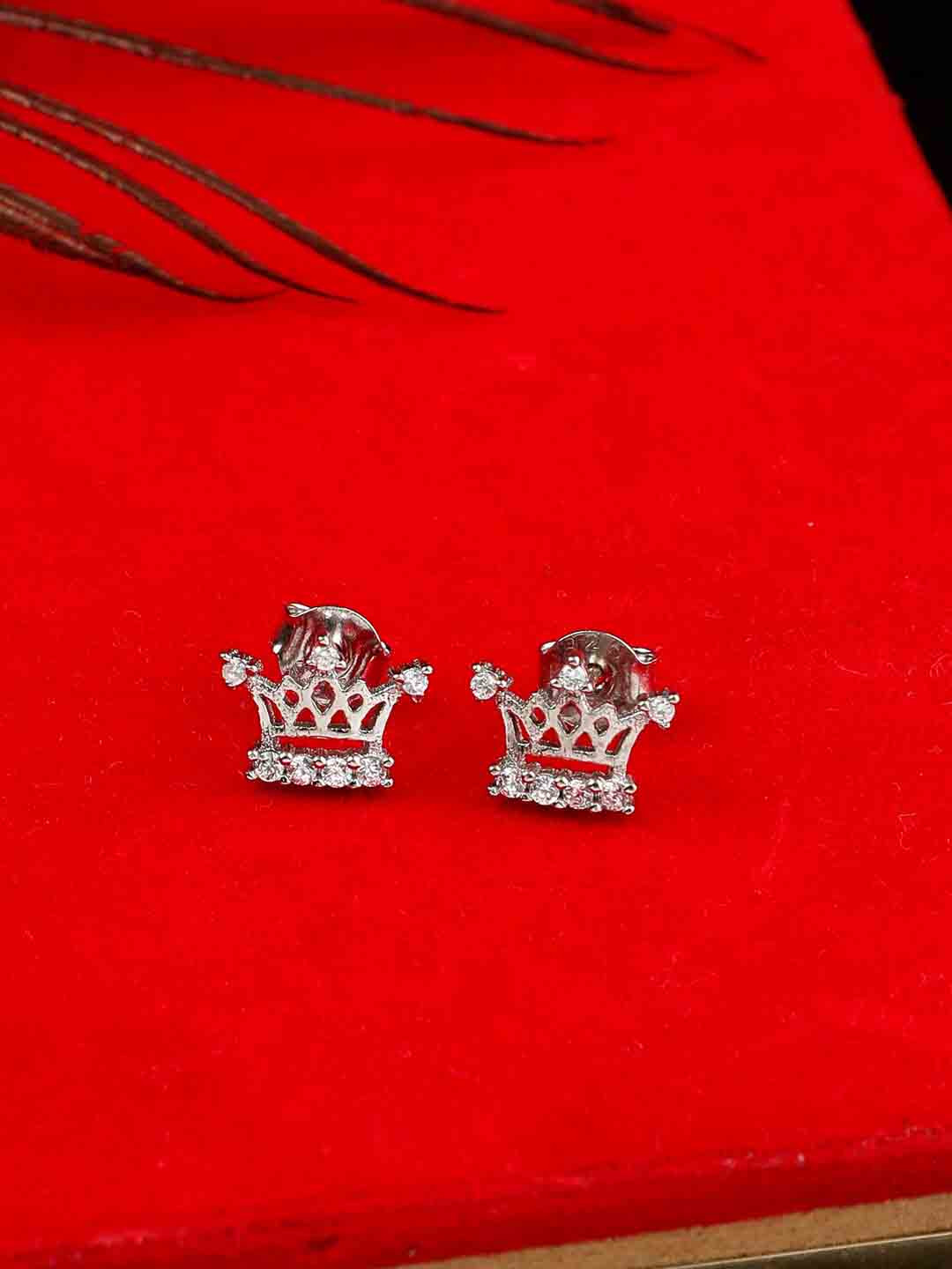 

GIVA 925 Sterling Silver Rhodium Plated Zircon Sparkling Crown Earrings