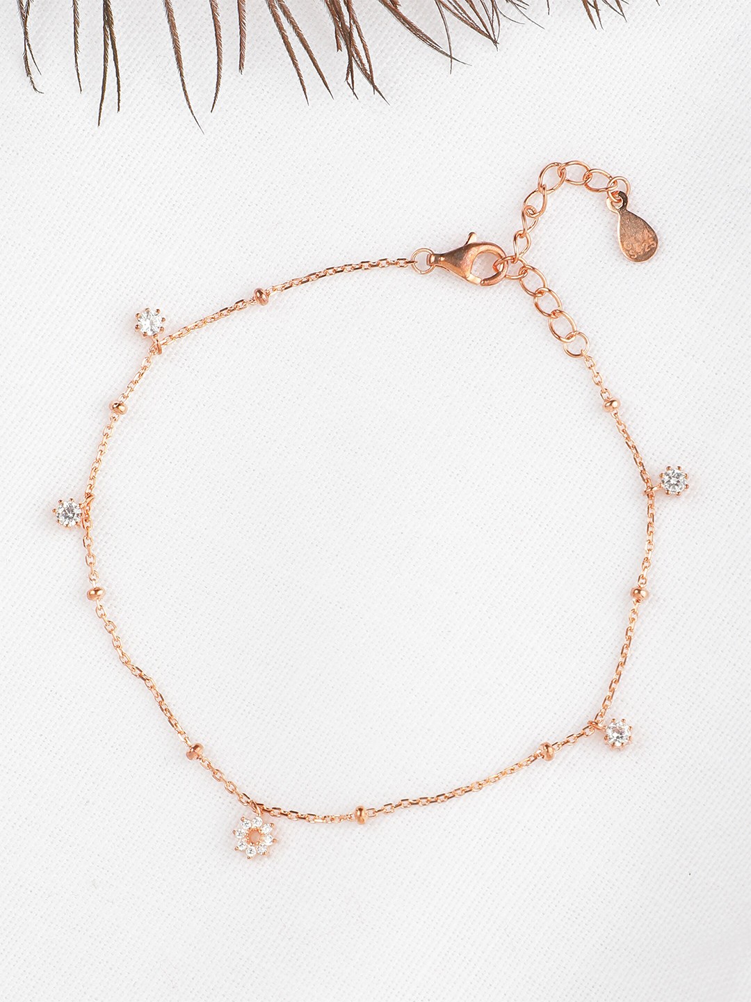 

GIVA Woman 925 Sterling Silver Cubic Zirconia Rose Gold-Plated Charm Bracelet
