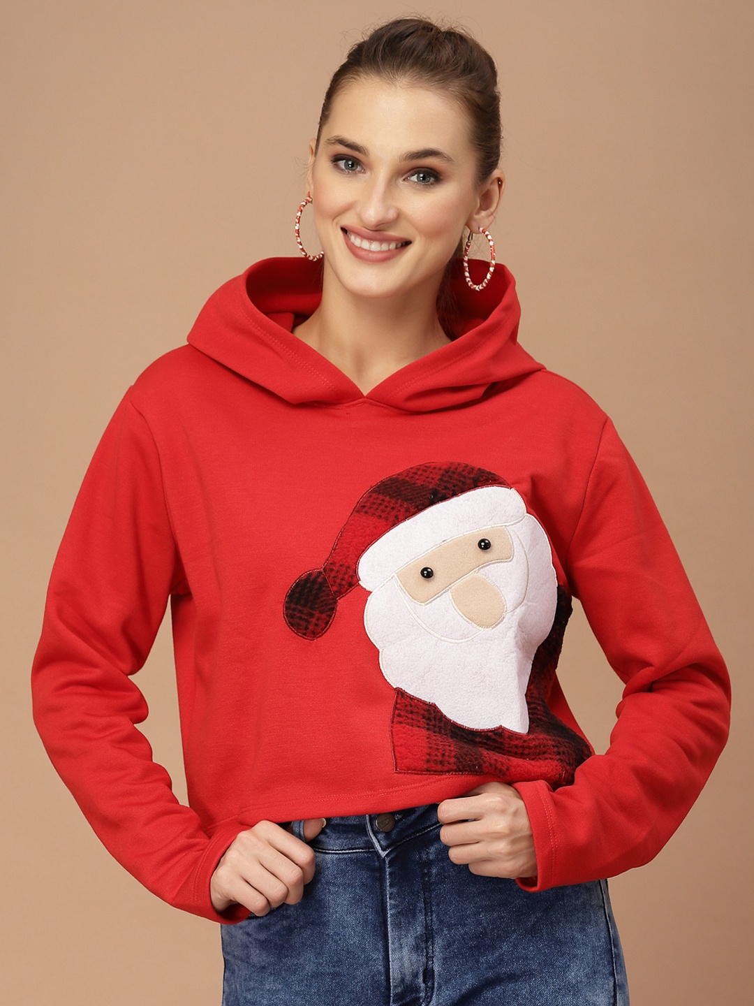 

KASSUALLY Women Gorgeous Red Graphic Christmas Update Sweatshirt