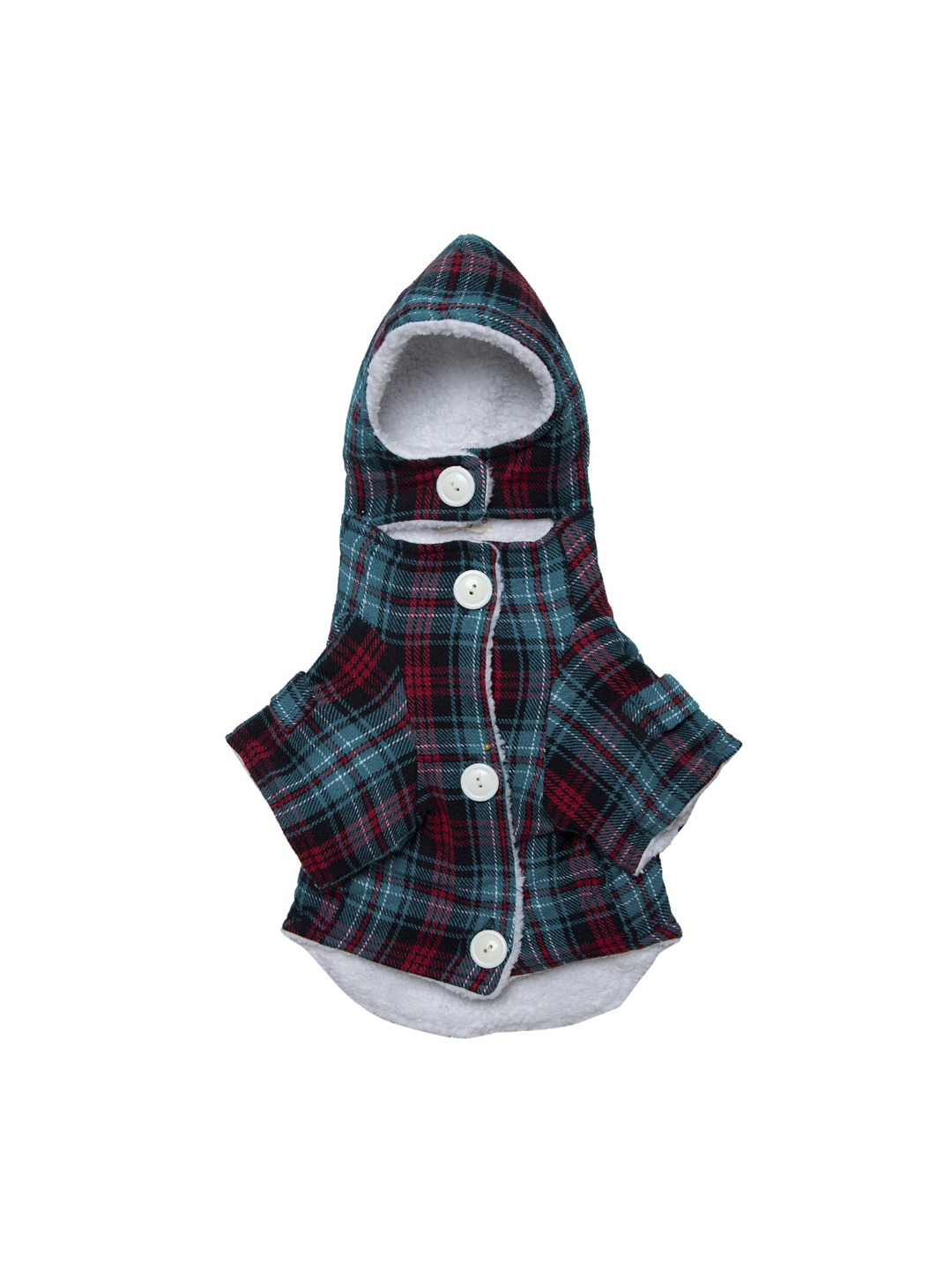 

Lulala Green & Red Checked Frog Shape Hooded Cotton Dog Dress