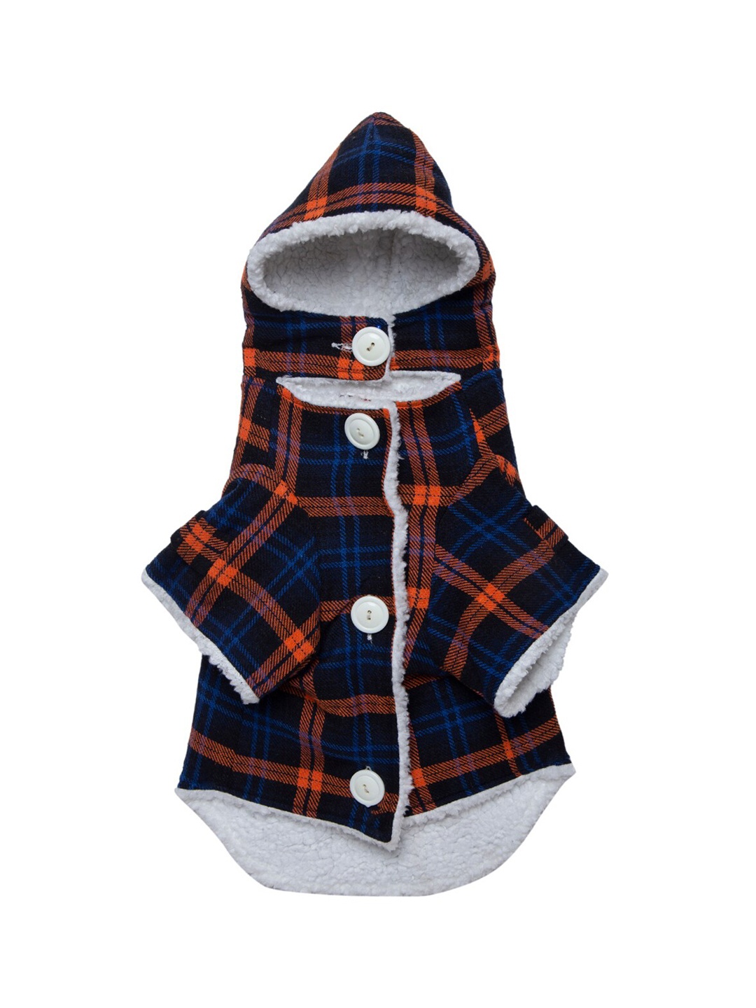 

Lulala Navy Blue & Red Checked Fleece Lining Dog Vest Winter Coat