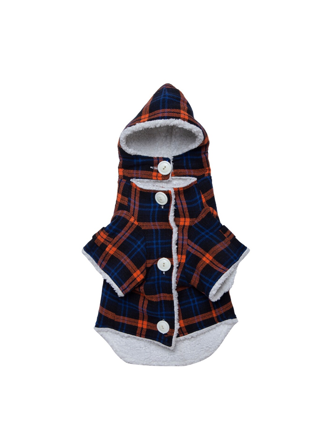 

Lulala Navy Blue & Red Checked Hooded Dog Jacket