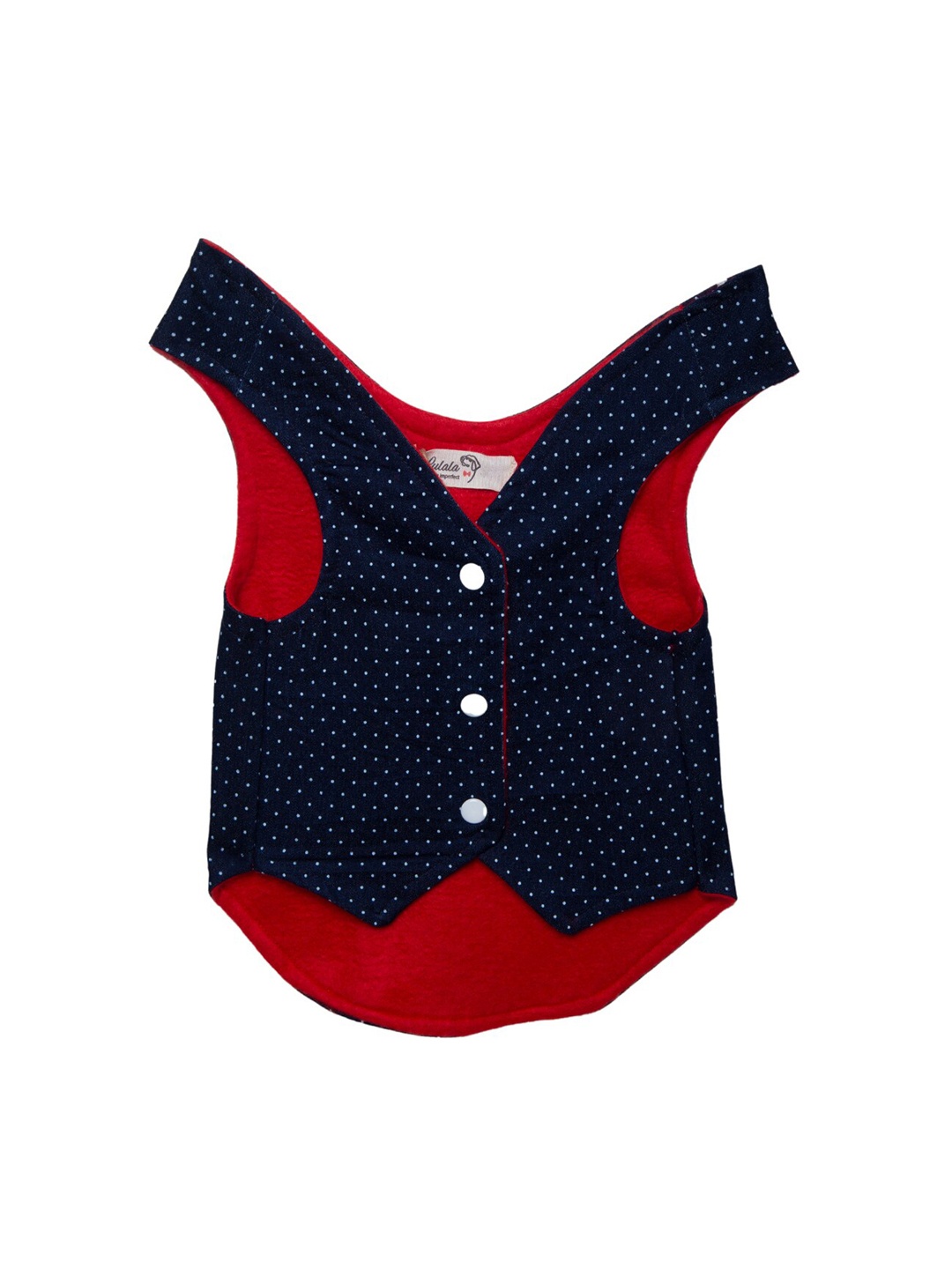 

Lulala Navy Blue & Red Printed Light Weight Dog Jacket